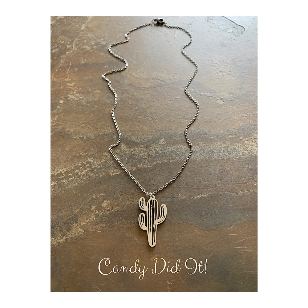NWT Super Cute Candy Did It! Gold Stainless Steel Little Cactus Necklace